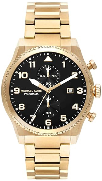 Michael Kors Herrklocka MK9195 Panorama Svart/Gulguldtonat stål Ø44 - Michael Kors