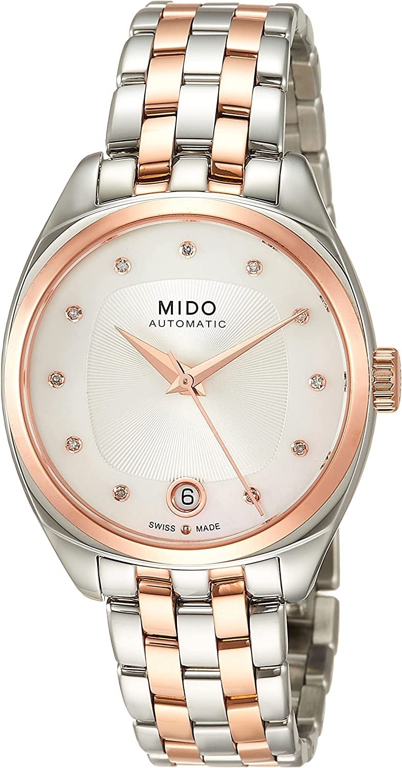 Mido Damklocka M024.307.22.116.00 Belluna Vit/Roséguldstonat stål - Mido