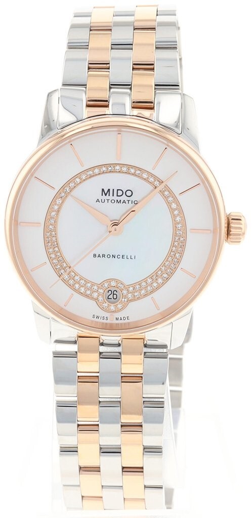 Mido Damklocka M037.807.22.031.00 Baroncelli Vit/Roséguldstonat - Mido
