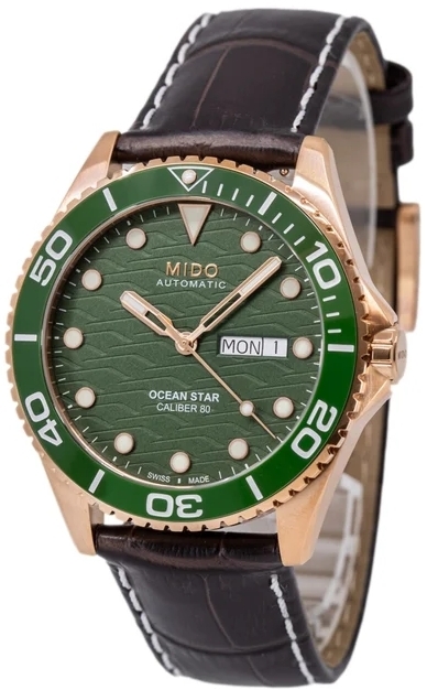 Mido Herrklocka M042.430.36.091.00 Ocean Star Gr&ouml;n/L&auml;der &Oslash;42.5 mm