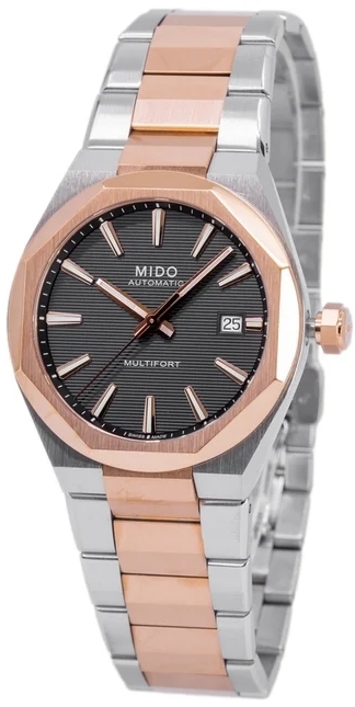 Mido Herrklocka M055.507.22.051.00 Multifort Svart/Ros&eacute;guldstonat
