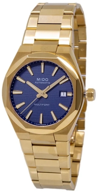 Mido Herrklocka M055.507.33.041.00 Multifort Bl&aring;/Gulguldtonat st&aring;l