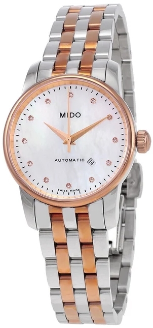 Mido Damklocka M76.0.096.91 Baroncelli Vit/Ros&eacute;guldstonat st&aring;l &Oslash;29