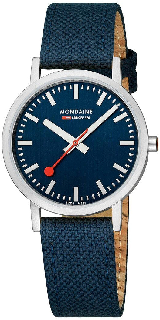 Mondaine Damklocka A660.30314.40SBD Classic Bl&aring;/L&auml;der &Oslash;36 mm