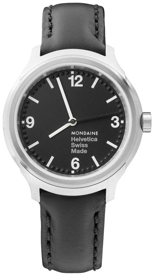Mondaine Damklocka MH1.B3120.LB Helvetica Svart/Läder Ø34 mm - Mondaine