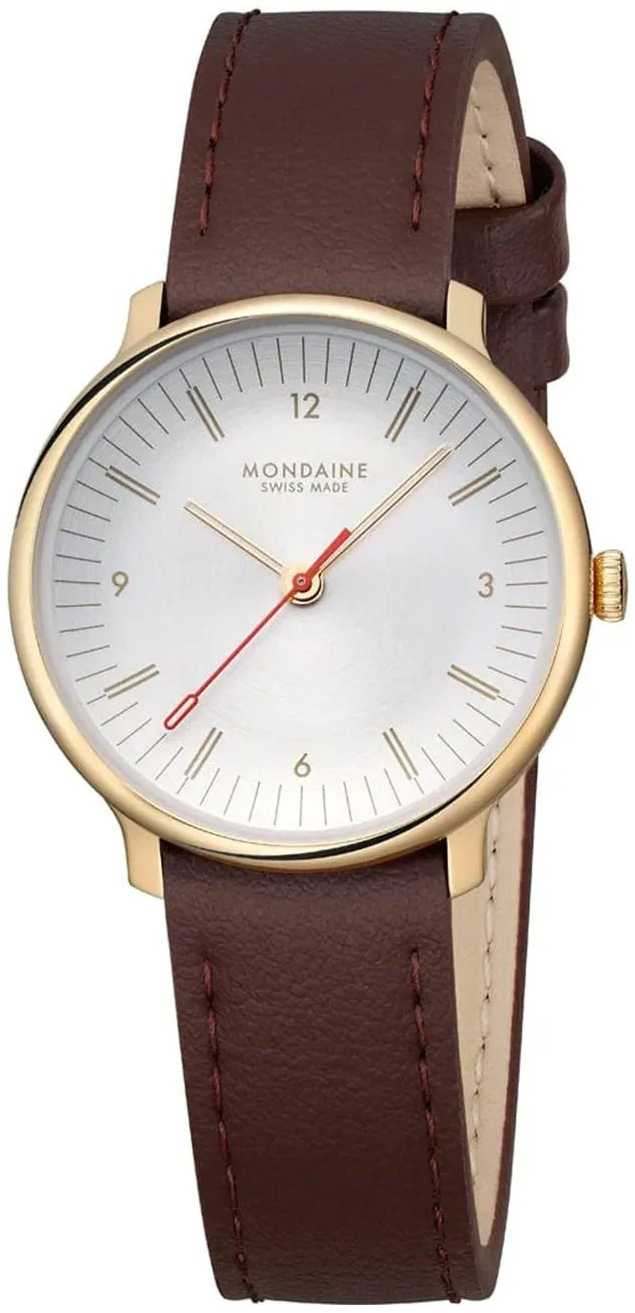 Mondaine Damklocka MLE.33110.LGV Doppio Silverf&auml;rgad/L&auml;der &Oslash;33 mm