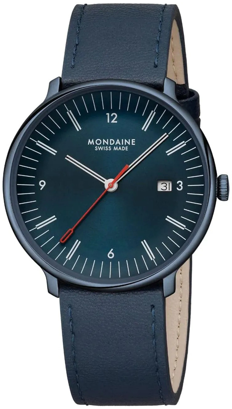 Mondaine Herrklocka MLE.41240.LDV Doppio Bl&aring;/L&auml;der &Oslash;41 mm