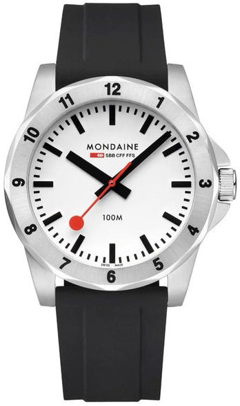 Mondaine Herrklocka MSN.4211B.RB Numeri Vit/Gummi &Oslash;42 mm