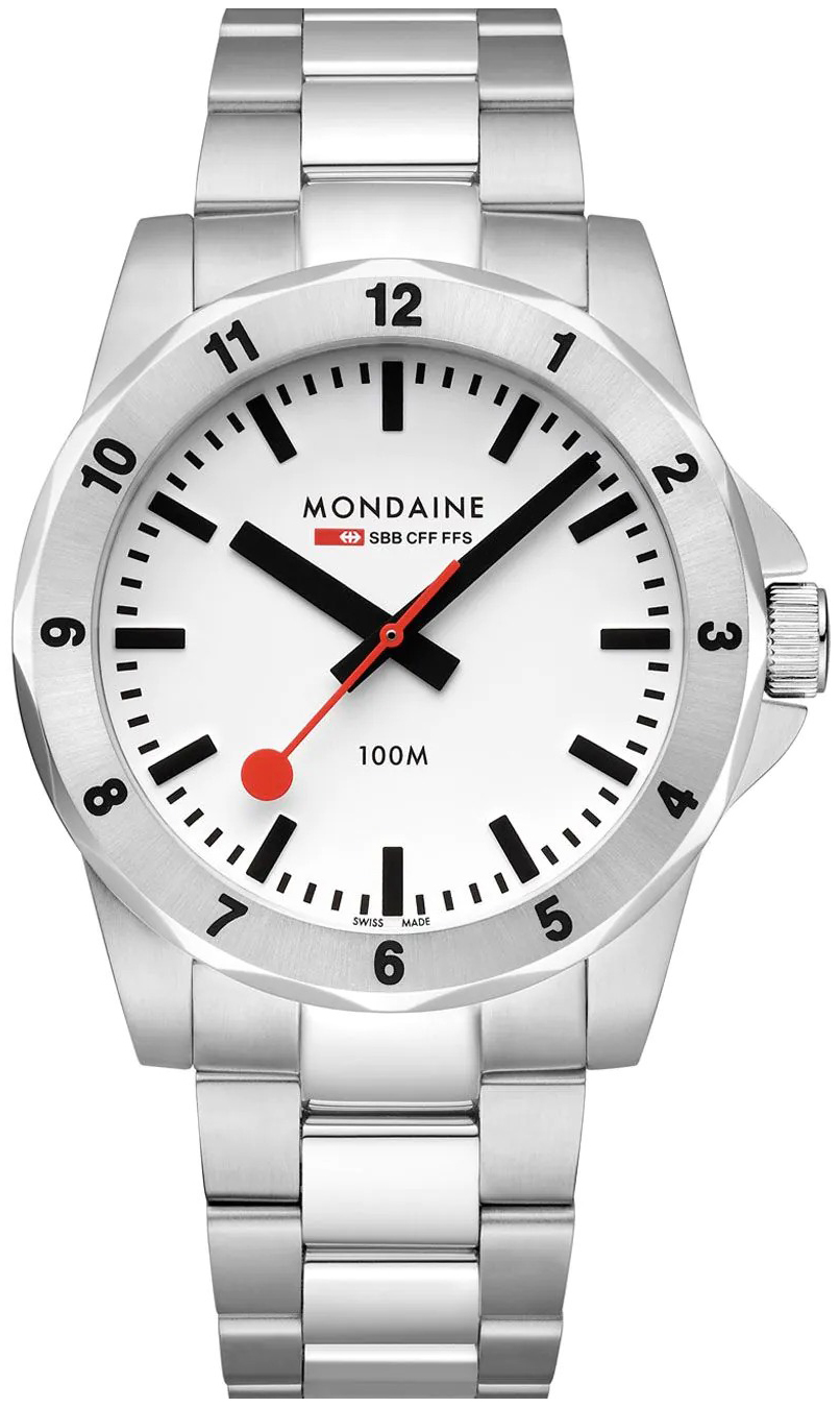 Mondaine Herrklocka MSN.4211B.SK Numeri Vit/Stål Ø42 mm