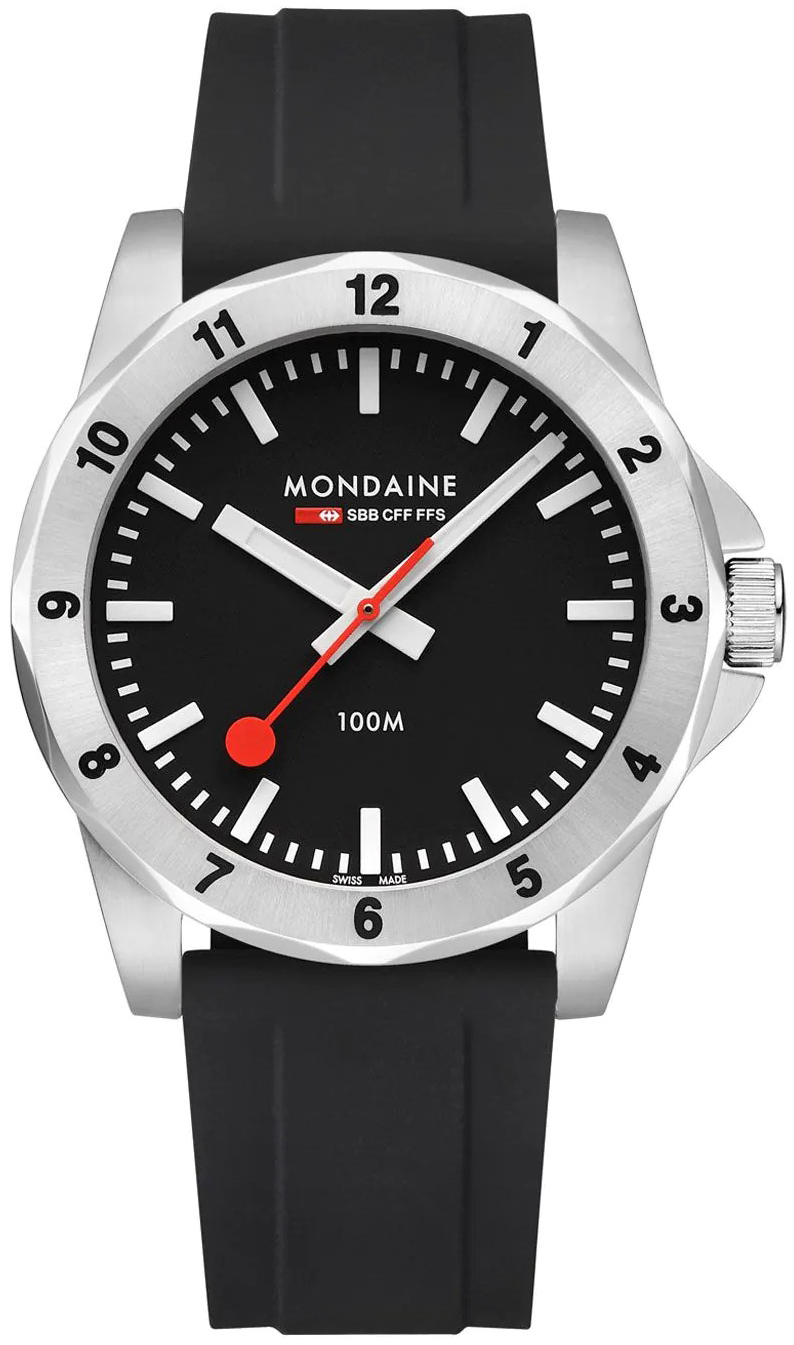 Mondaine Herrklocka MSN.42120.RB Numeri Svart/Gummi &Oslash;42 mm