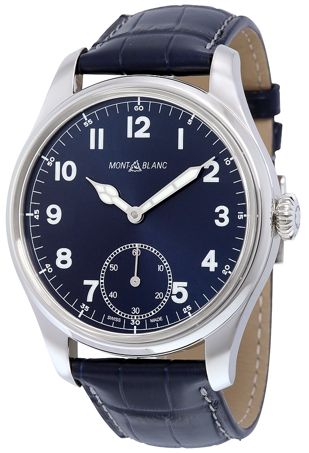 Montblanc 1858 Herrklocka 113702 Bl&aring;/L&auml;der &Oslash;44 mm