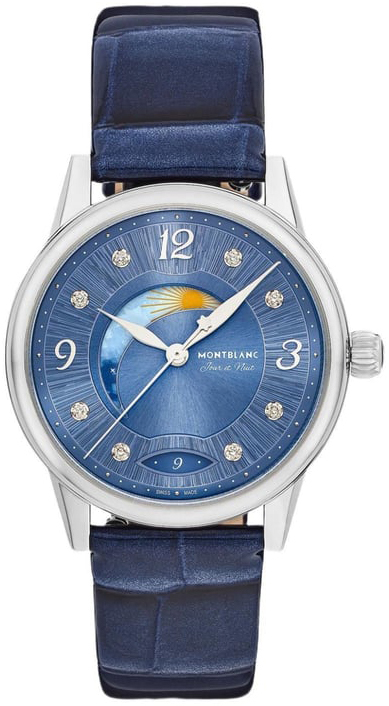 Montblanc Damklocka 133310 Boheme Bl&aring;/L&auml;der &Oslash;34 mm