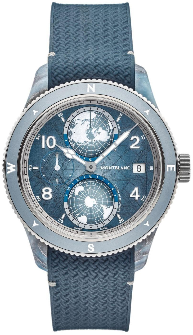 Montblanc 1858 Herrklocka 134019 Bl&aring;/Gummi &Oslash;43.5 mm