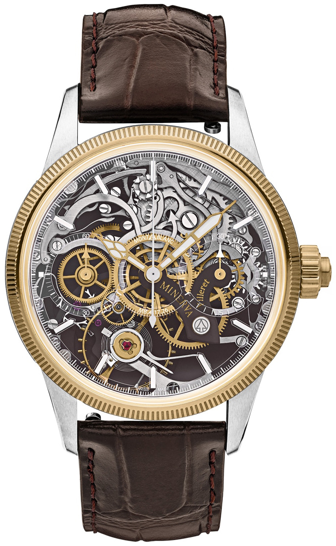 Montblanc 1858 Herrklocka 134281 Skelettskuren/L&auml;der &Oslash;43 mm