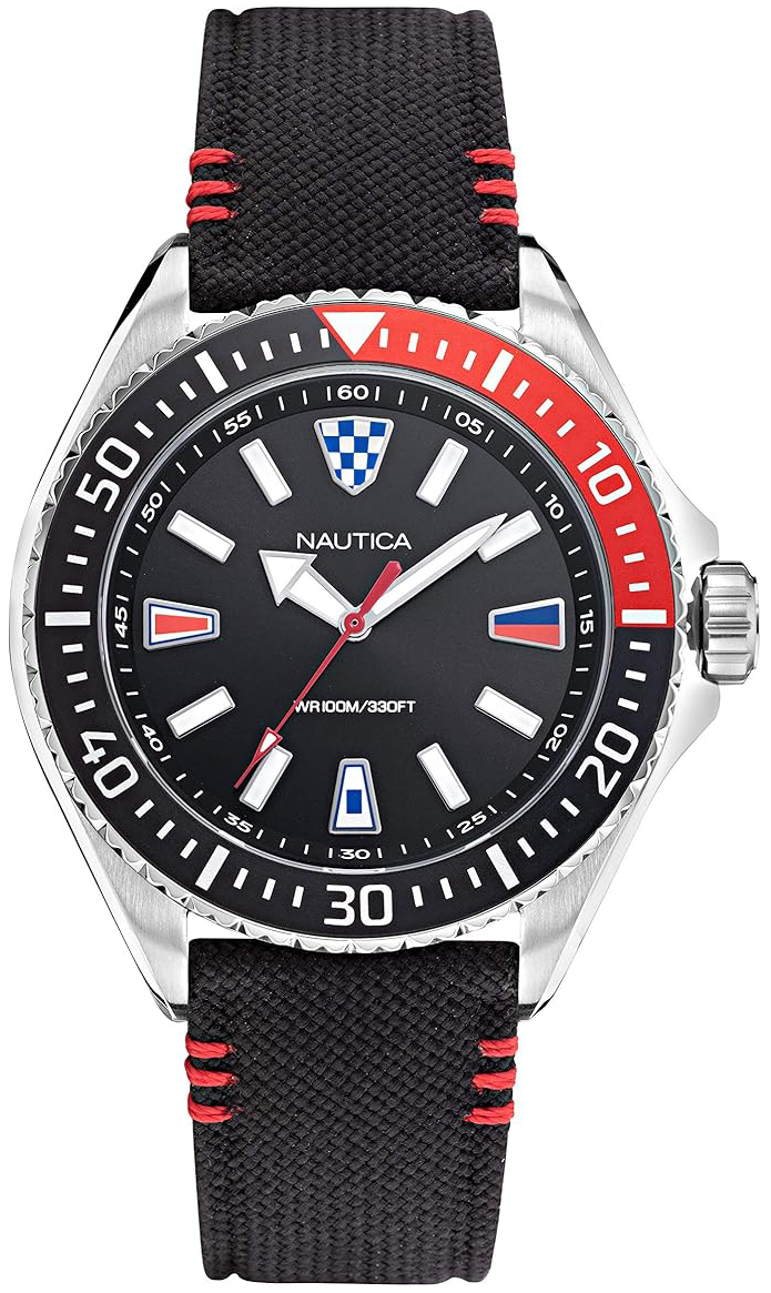 Nautica Herrklocka NAPCPS010 Crandon Park Svart/Läder Ø46 mm - Nautica