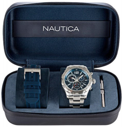 Nautica Herrklocka NAPLECR01 Long Beach Blå/Stål Ø45 mm