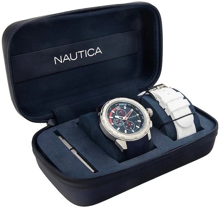 Nautica Herrklocka NAPLECR10 Long Beach Bl&aring;/Gummi &Oslash;48 mm