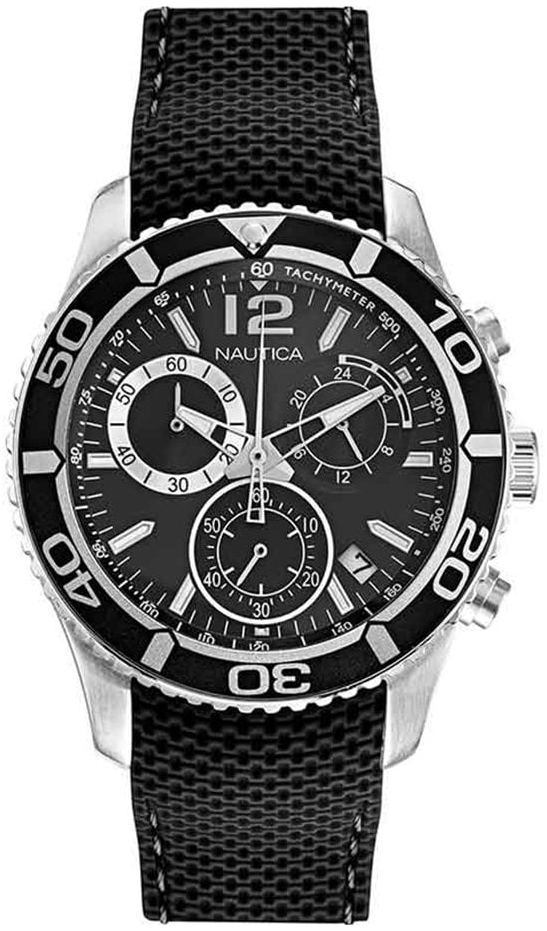 Nautica Herrklocka NAPLECR12 Long Beach Svart/Gummi Ø44 mm - Nautica