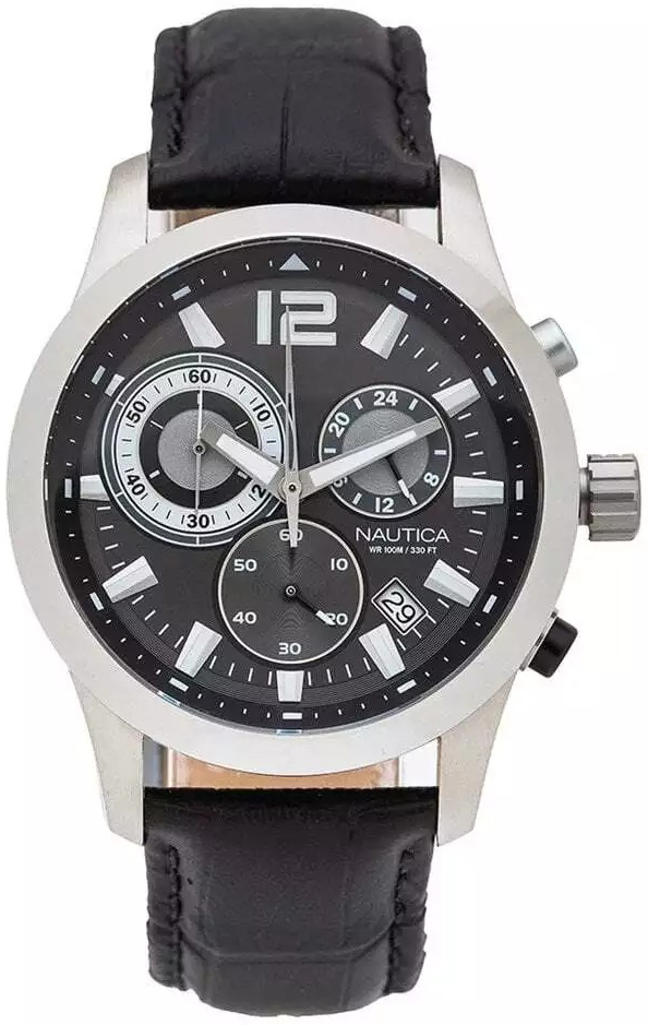 Nautica Herrklocka NAPLECR13 Long Beach Grå/Läder Ø43 mm - Nautica