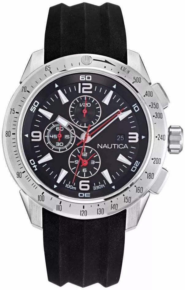 Nautica Herrklocka NAPLECR15 Long Beach Svart/Gummi Ø44 mm - Nautica