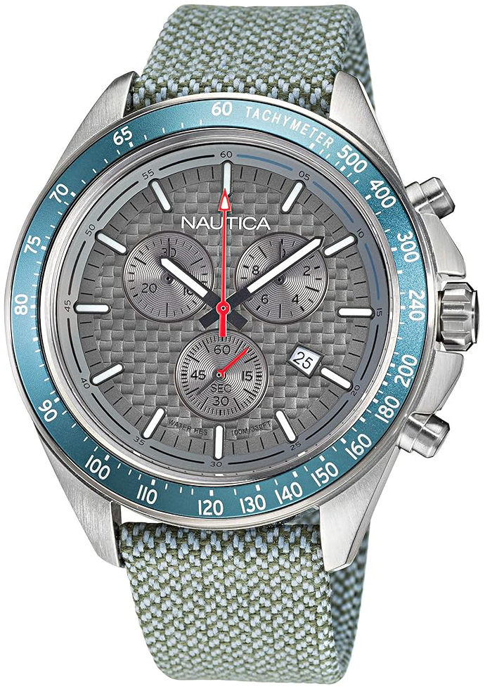 Nautica Herrklocka NAPOBS112 Ocean Beach Grå/Textil Ø46 mm - Nautica
