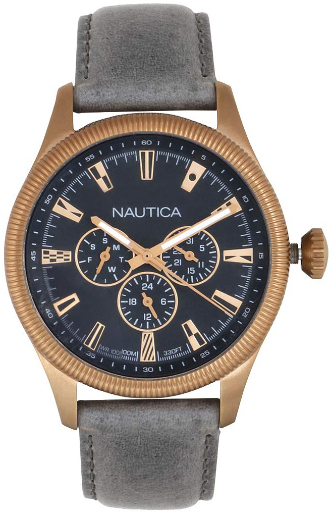 Nautica Herrklocka NAPSTB003 Svart/Läder Ø44 mm - Nautica