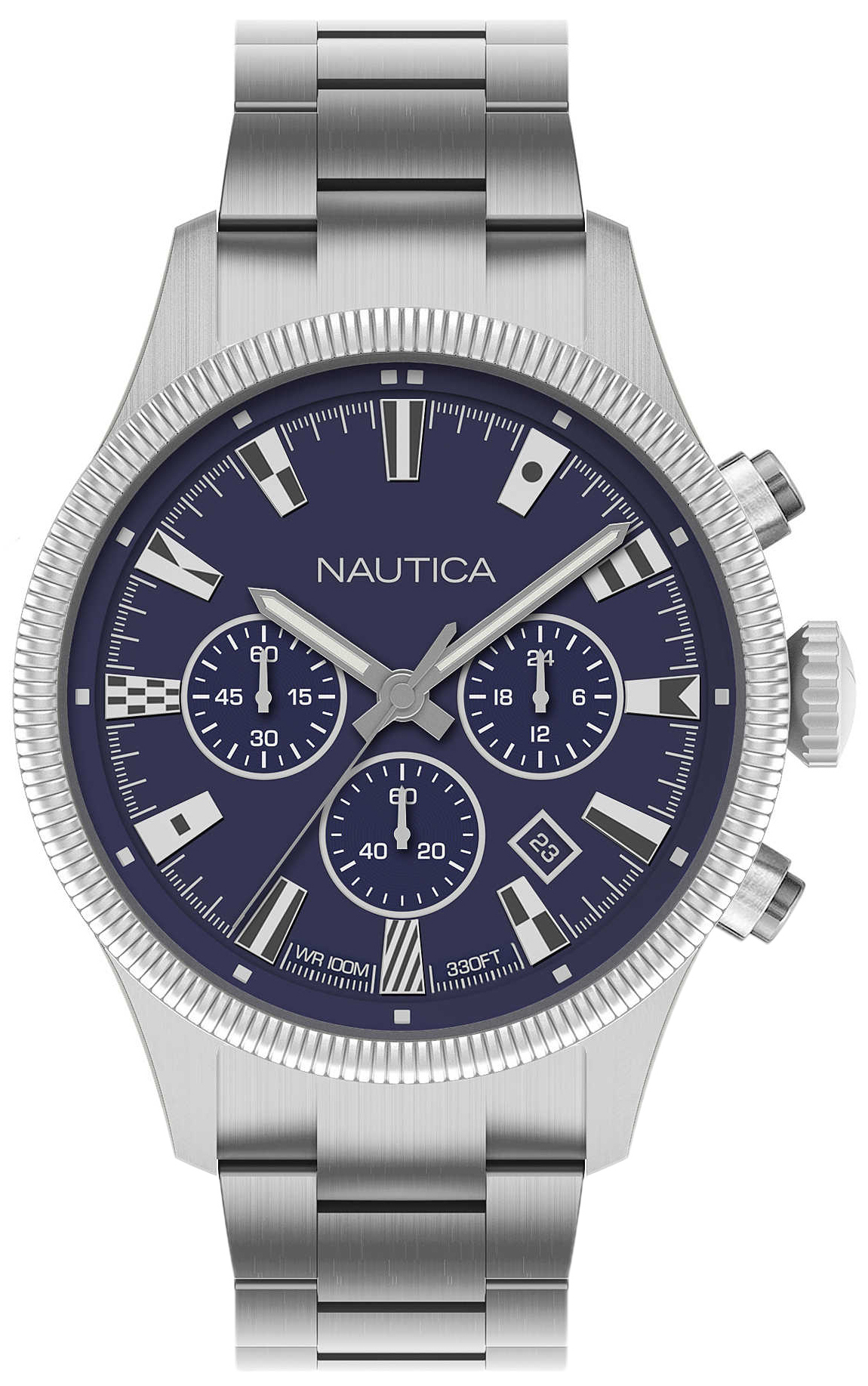 Nautica Herrklocka NAPSTB009 Bl&aring;/St&aring;l &Oslash;44 mm