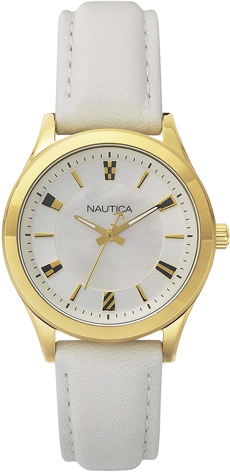 Nautica Damklocka NAPVNC001 Vit/Läder Ø36 mm - Nautica