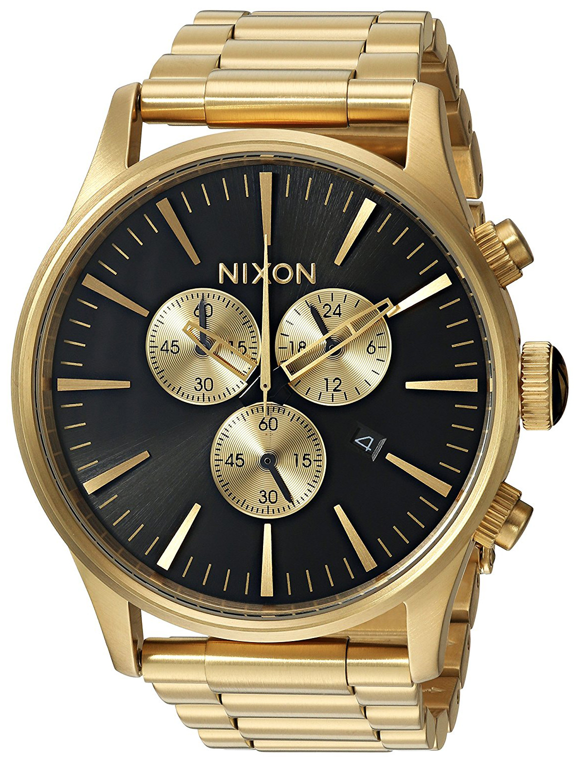 Nixon Herrklocka A386510-00 The Sentry Svart/Gulguldtonat stål Ø42 - Nixon