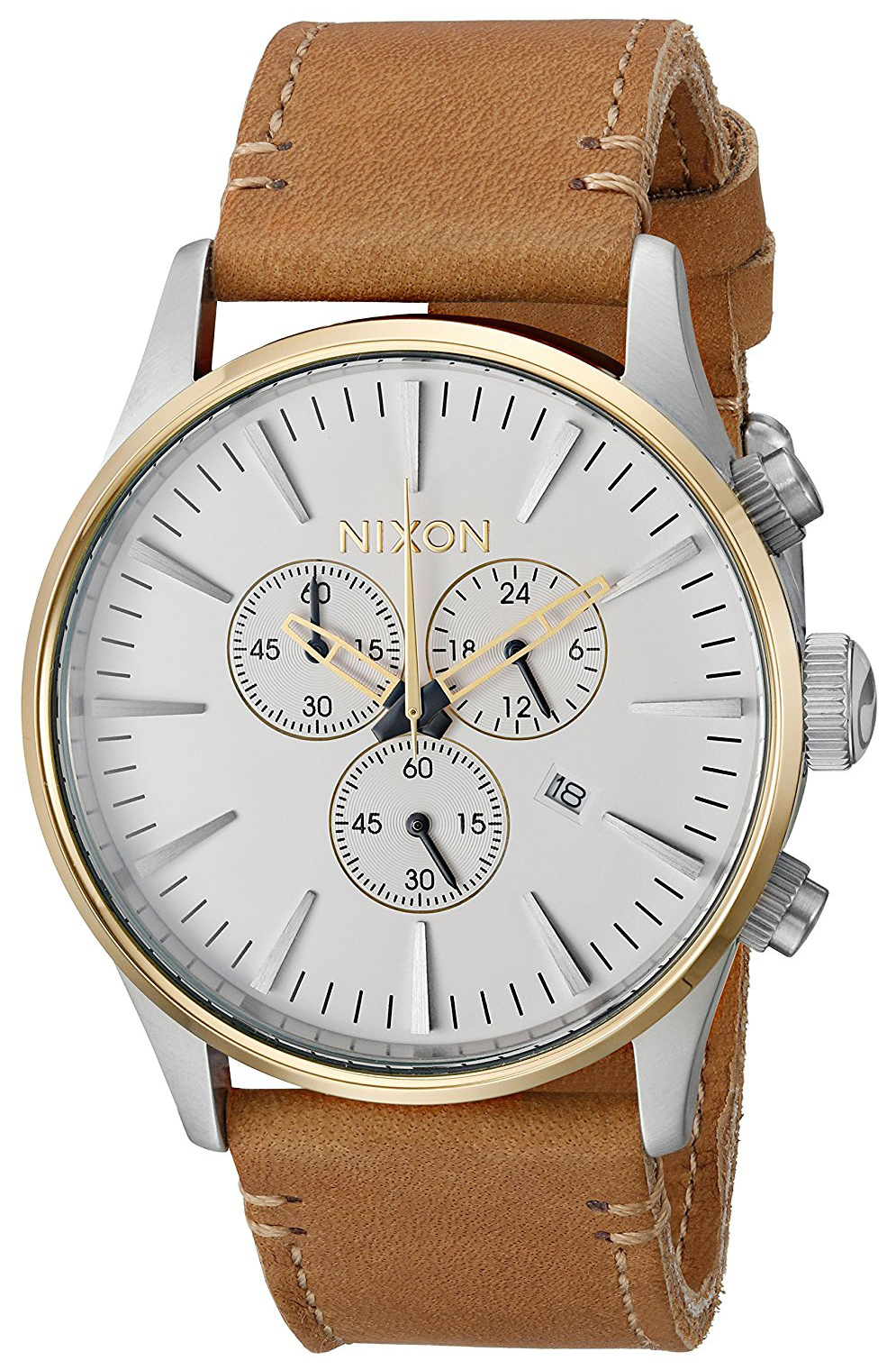 Nixon Herrklocka A4052548-00 The Sentry Vit/Läder Ø42 mm - Nixon