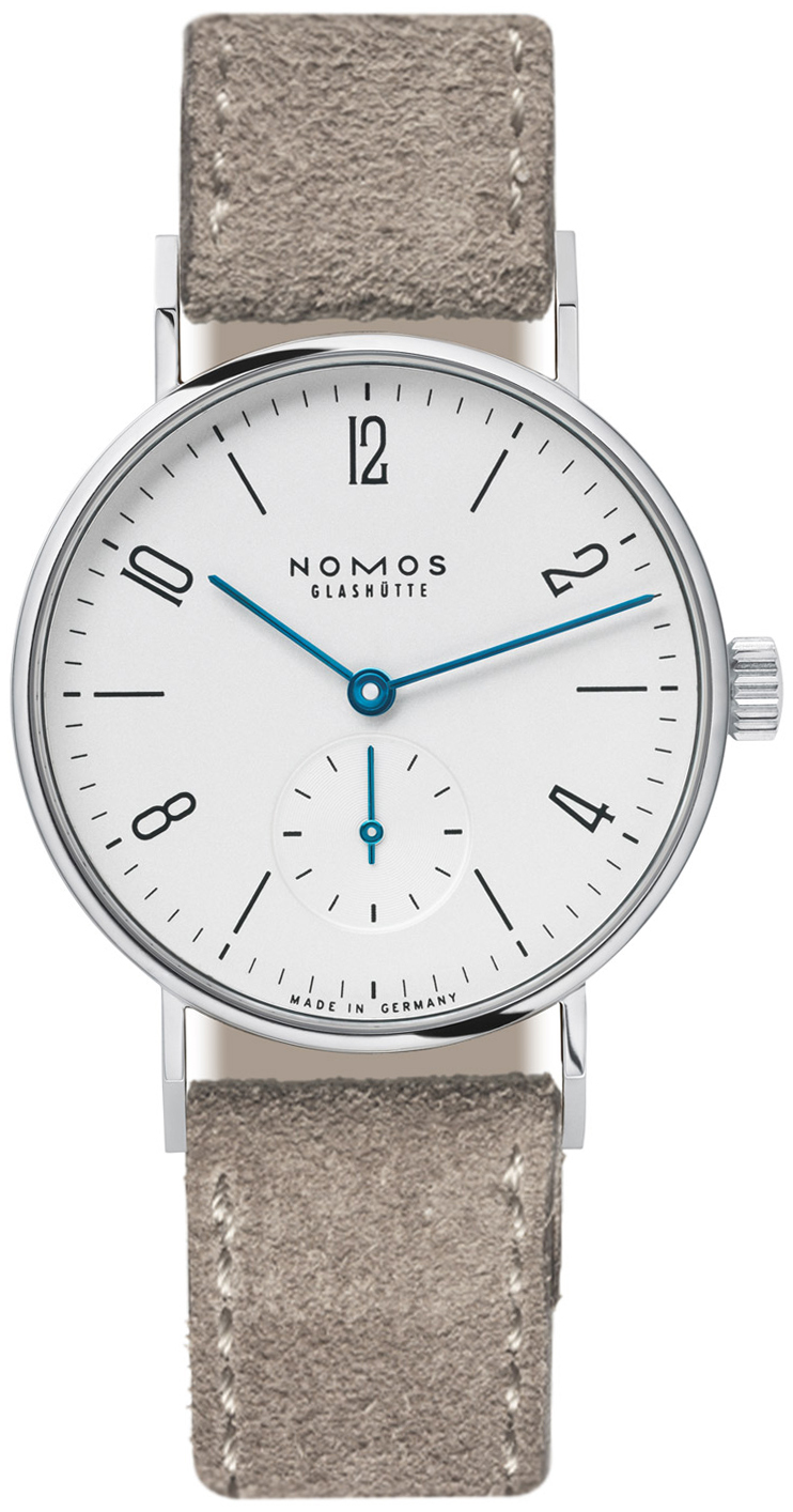 Nomos Glashütte Damklocka N-123 Tangente Vit/Läder Ø32.8 mm - Nomos Glashütte