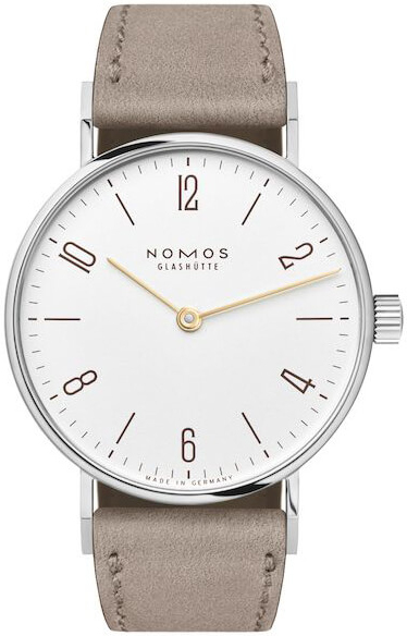 Nomos Glashütte Damklocka N-127 Tangente Vit/Läder Ø32.8 mm - Nomos Glashütte