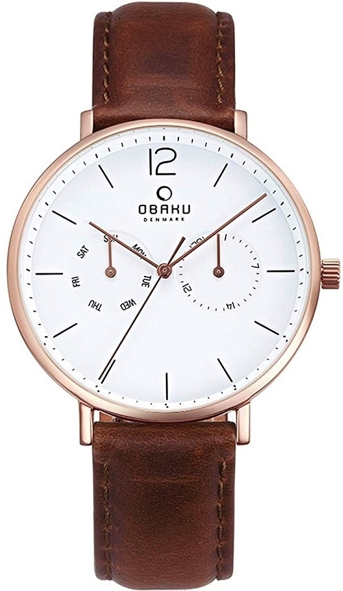 Obaku Herrklocka V182GMVWRN Flod Vit/Läder Ø41 mm - Obaku
