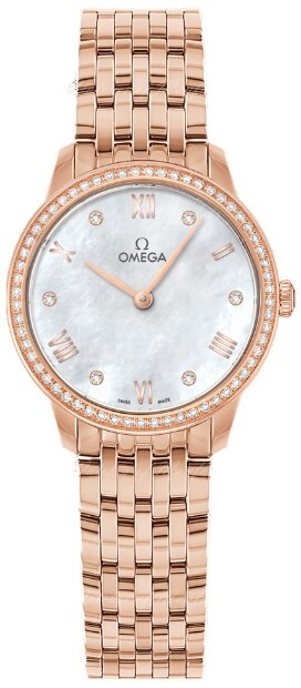 Omega Damklocka 434.55.28.60.55.001 De Ville Prestige Vit/18 karat - Omega