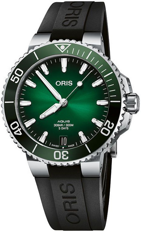Oris Herrklocka 01 400 7769 4157-07 4 22 74FC Aquis Grön/Gummi - Oris