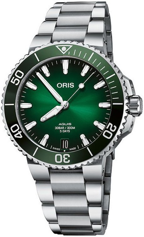 Oris Herrklocka 01 400 7769 4157-07 8 22 09PEB Aquis Grön/Stål - Oris