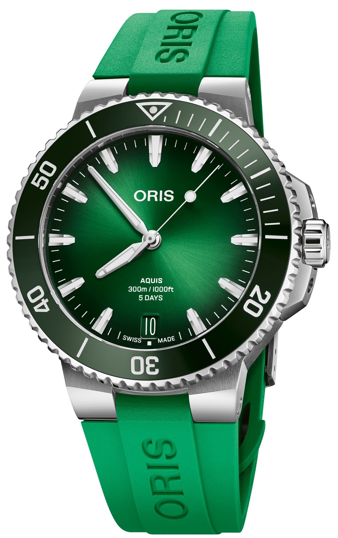 Oris Herrklocka 01 400 7790 4157-07 4 23 47EB Aquis Grön/Gummi - Oris
