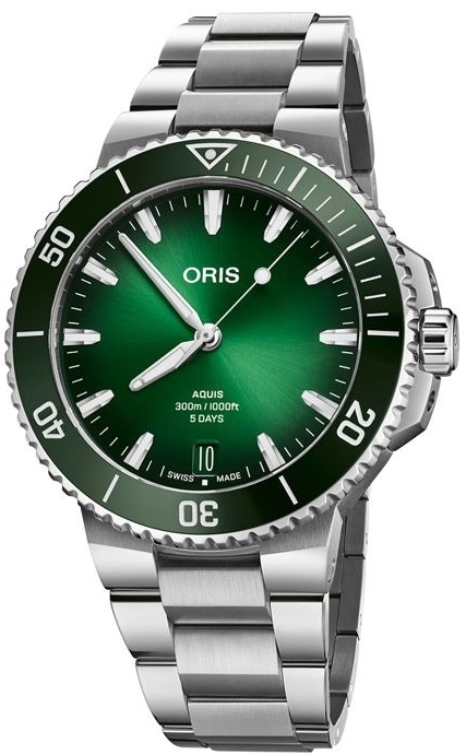 Oris Herrklocka 01 400 7790 4157-07 8 23 02PEB Aquis Grön/Stål - Oris