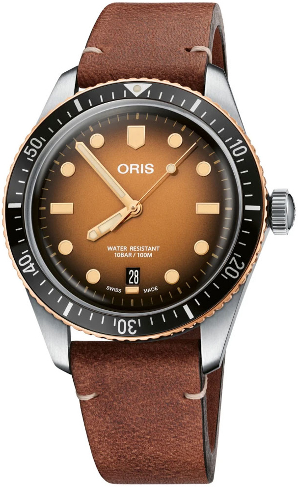 Oris Herrklocka 01 733 7707 4356-07 5 20 45 Diving Brun/Läder Ø40 mm - Oris
