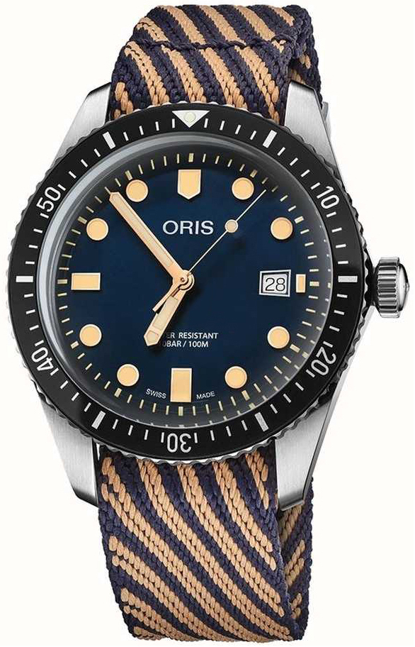 Oris Herrklocka 01 733 7720 4035-07 5 21 13 Diving Blå/Textil Ø42 mm - Oris