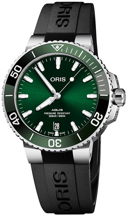 Oris Herrklocka 01 733 7732 4157-07 4 21 64FC Diving Grön/Gummi - Oris