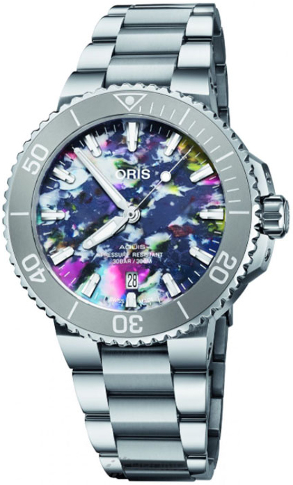 Oris Herrklocka 01 733 7766 4150-Set Aquis Flerfärgad/Stål Ø41.5 mm - Oris