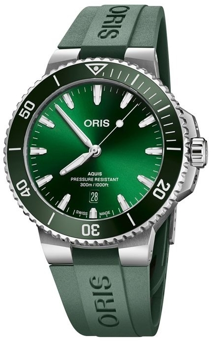 Oris Herrklocka 01 733 7789 4157-07 4 23 37FC Aquis Grön/Gummi - Oris