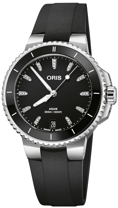 Oris Damklocka 01 733 7792 4194-07 4 19 64FC Aquis Svart/Gummi Ø36.5 - Oris