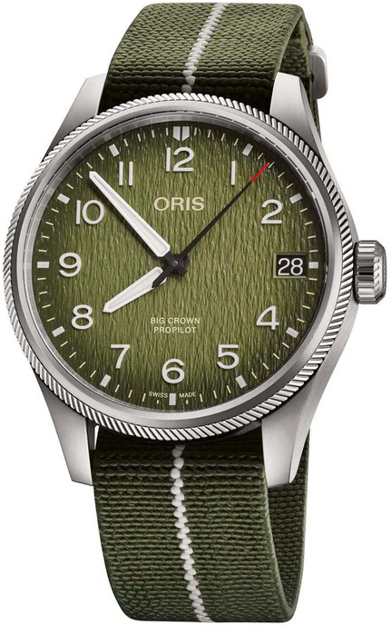 Oris Herrklocka 01 751 7761 4187-Set Big Crown Grön/Textil Ø41 mm - Oris