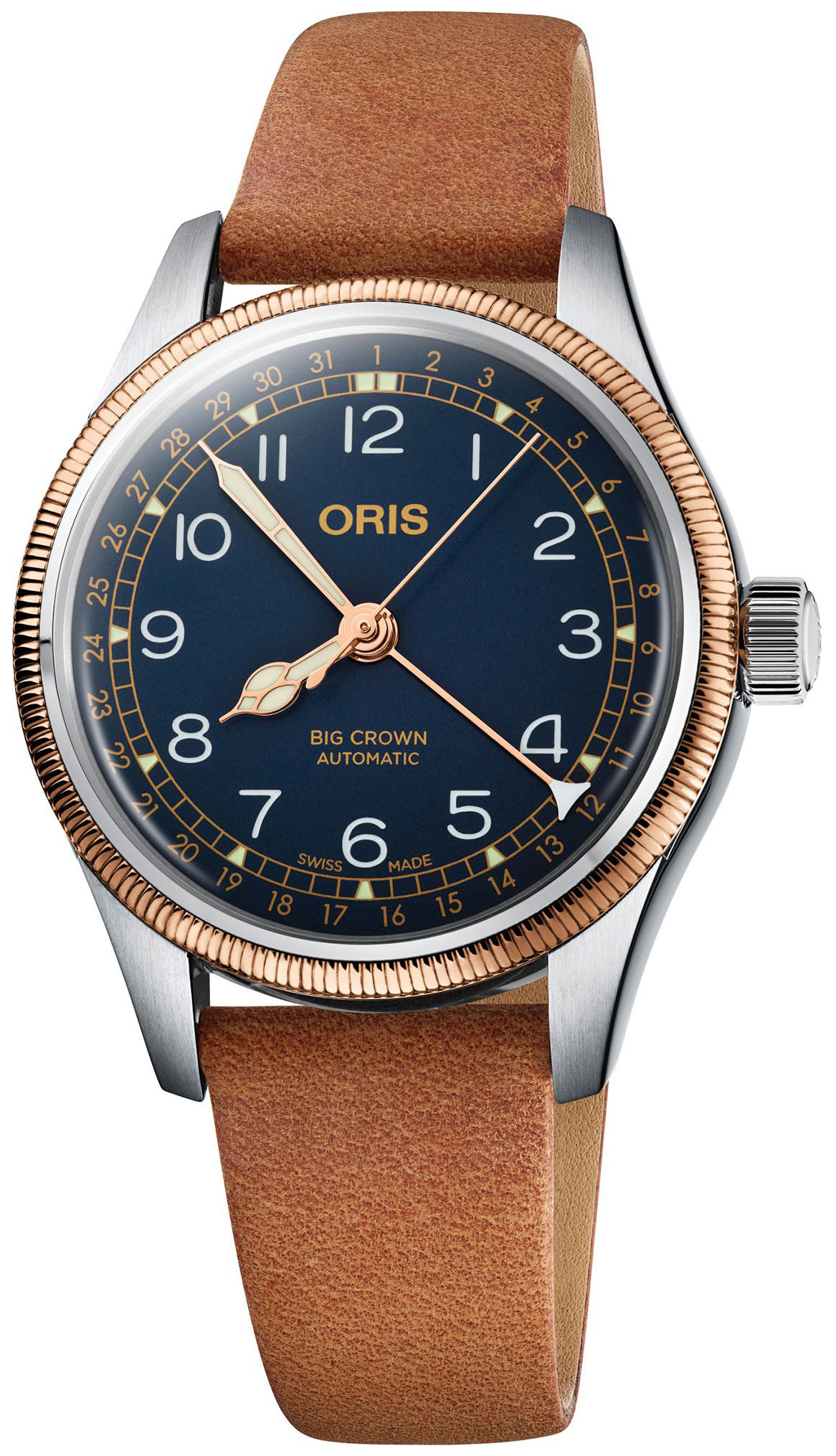 Oris Damklocka 01 754 7749 4365-07 5 17 66 Aviation Blå/Läder Ø36 - Oris