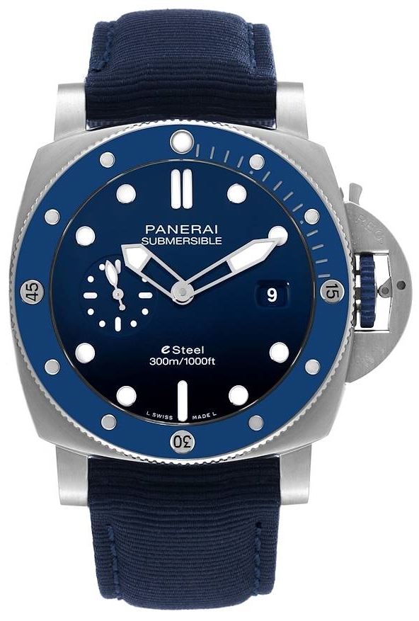 Panerai Herrklocka PAM01289 Submersible Blå/Textil Ø44 mm - Panerai