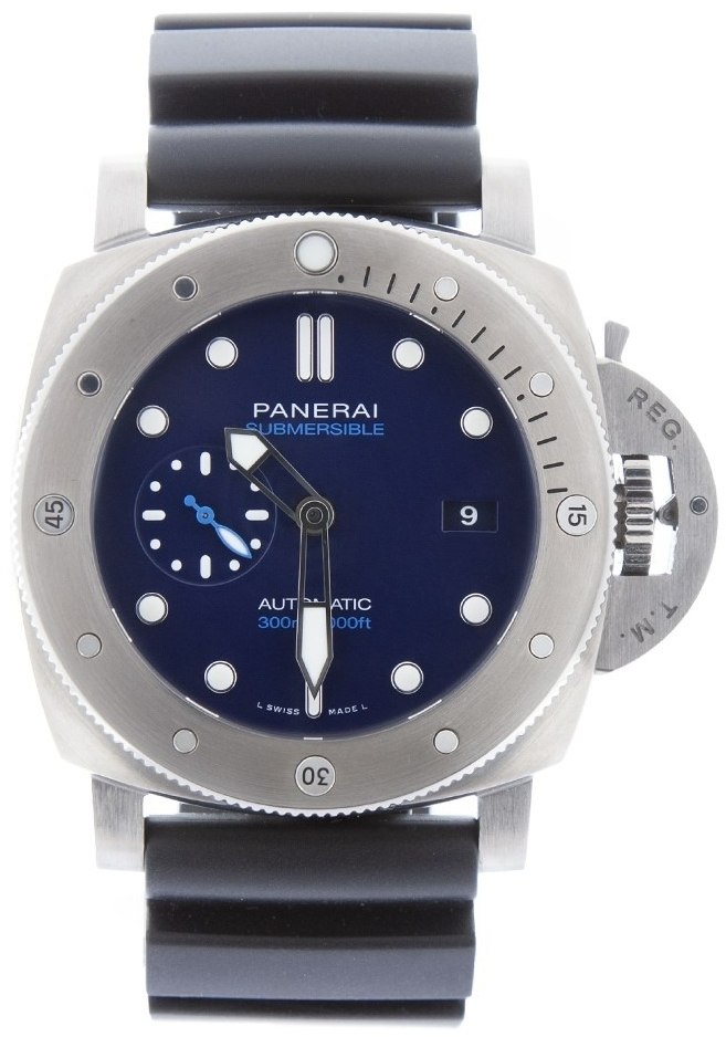 Panerai Herrklocka PAM02692 Submersible Blå/Gummi Ø47 mm - Panerai