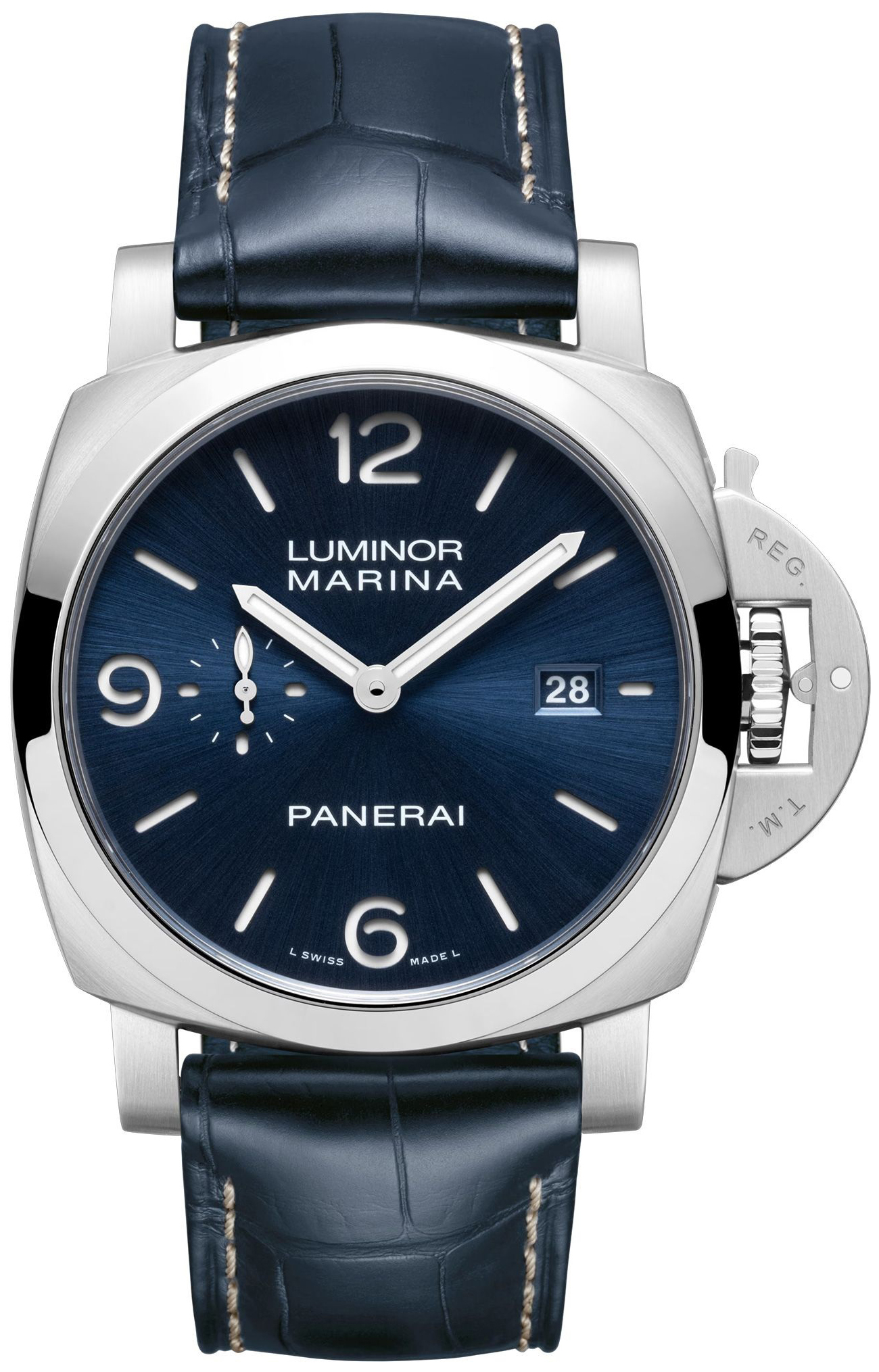 Panerai Herrklocka PAM03313 Luminor Marina Bl&aring;/L&auml;der &Oslash;44 mm