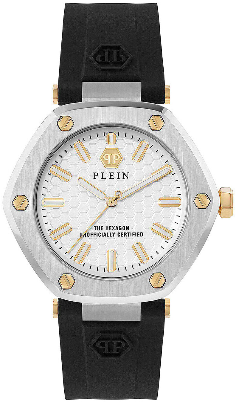 Philipp Plein Damklocka PW1BA0223 The Hexagon Vit/Gummi Ø38 mm - Philipp Plein